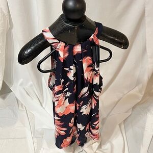 The Limited Black and Pink Floral Halter Top